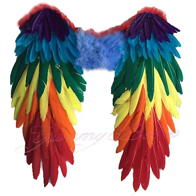 Wings Rainbow Pride Large Halloween Fancy Dress Parrot Feather Angel Large Adult • £18.99