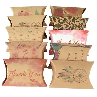$10.93 • Buy Pillow Box DIY Paper Gift Boxes Party Favor Bags Wedding Supplies 8x5.5cm 10pcs