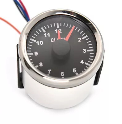 52mm 12V Universal Car Boat Clock Gauge Red Backlight Pointer 0-12 Hours Silver • $44.99