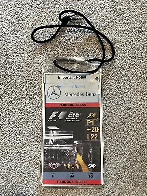 F1 SAP United States Grand Prix 2001 Paddock Ticket Mercedes Hospitality Passes • $39.99