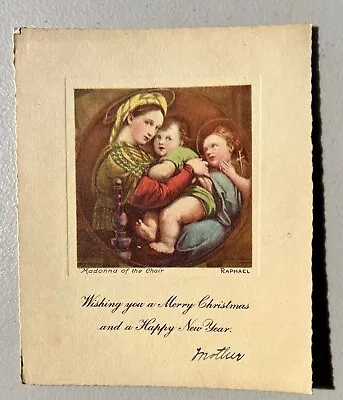 Vintage   Madonna Of The Chair  By Raphael  Used Christmas Greeting Card • $0.99