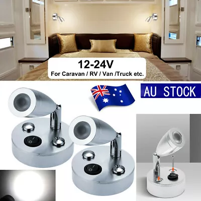 2x LED Spot Reading Lights Switch Camper Caravan Van Boat Interior Light 12V AU • $22.99