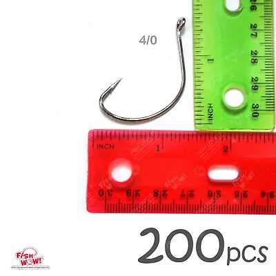 200pcs 4/0 Fishing Kahle Hook Wide Gap Turned-up Eye Hi-carbon Steel Fish WOW!®  • $31.42