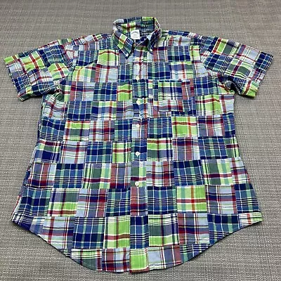 Brooks Brothers Patchwork Shirt Mens Large Madras Plaid Short Sleeve • $39.98