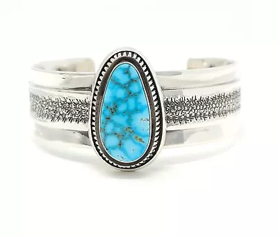 Leonard Nez Navajo Sterling Silver Bracelet Rare Red Web Kingman Turquoise • $1295