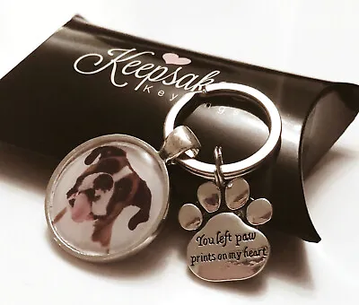 Personalised Photo Gift Memory Keyring Cat Dog Paw Pet Loss Present Memorial • £5.25
