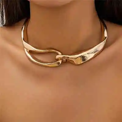 Chunky Necklace Statement Irregular Big Exaggerated Modern Gold Silver Collar • £9.90