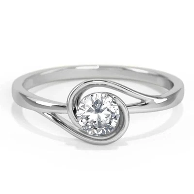 $2058.80 • Buy Solid 14KT White Gold 0.57Ct 5.00mm G-H VS2 Natural White Diamond Women's Ring