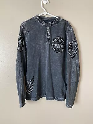 Affliction Thermal Shirt Mens Medium Long Sleeve Y2K Grunge Cyber Goth Emo • $27.99
