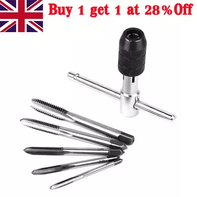 6PCS Alloy Steel Tap Wrench & Chuck Set Tool T-Handle Metric M3 M4 M5 M6 M8 UK • £4.61