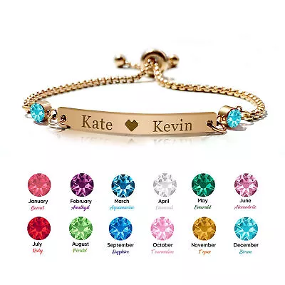 £8.99 • Buy Personalised Birthstone Bracelet For Mum Bridesmaid Birthday Wedding Mothers Day