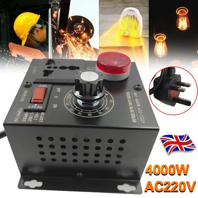 UK AC 220V 4000W Variable Voltage Regulator Speed Motor Fan Control Controller B • £12.99