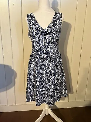 Milly Womens Dress Blue Floral Sleeveless Fit Flare Milly For Design Nation 12 • $28