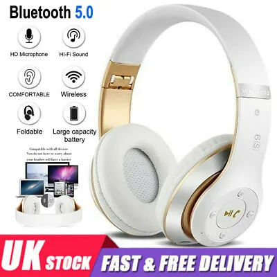 Wireless Bluetooth Headphones With Noise Cancelling Over-Ear Stereo Earphones UK • £9.87