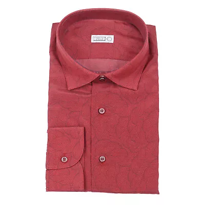 Zilli Lightweight Silk And Cotton Shirt With Burgundy And Red Print 18.5 (Eu 47) • $495