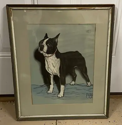 Vintage Gladys Emerson Cook Boston Terrier Framed Print 21  X 18  Dogs Decor • $129.90