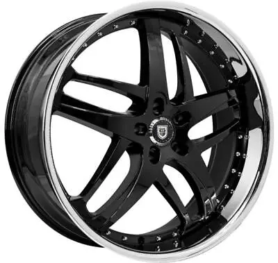 24 Inch 24x9 Lexani SOLAR Gloss Black SS LIP Wheels Rims 5x112 +38 • $3044.24