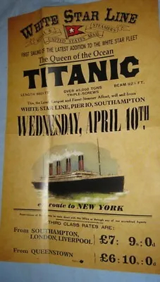 £0.01 • Buy TITANIC Poster Disaster New York City Travel Sea Liverpool Belfast Ship Info UK