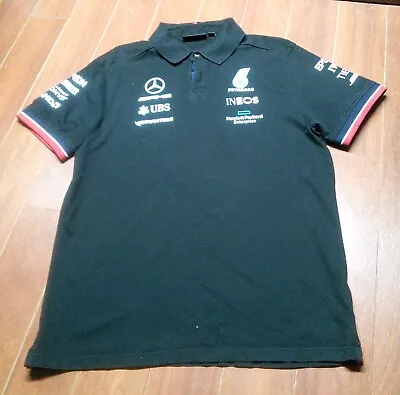 Authentic Men's Mercedes-AMG Petronas Formula One F1 Polo Shirt Black Sz L • $64.99