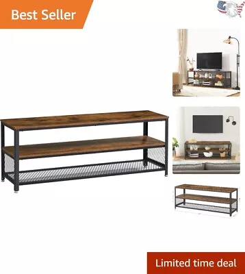 Industrial TV Stand With Metal Frame - Wood-Like Grain - Rustic Brown/Black • $249.99