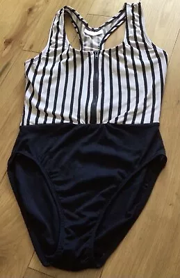 Ladies Jumbo Black & White Swimming Costume Size 12 With Zip Closure • £3.50