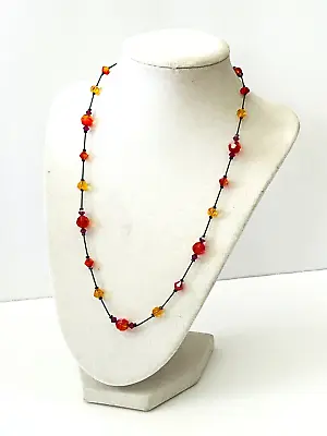 Dabby Reid Red Pink Orange Bead Necklace 20.5 -22.5  • $24.99