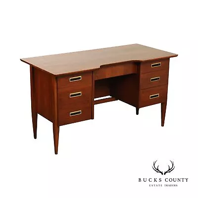 Mid Century Modern Walnut Executive Writing Desk • $1895