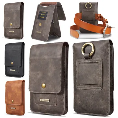 Vertical PU Leather Pouch Waist Bag Belt Clip Holster Case Cover For Cell Phones • £12.35