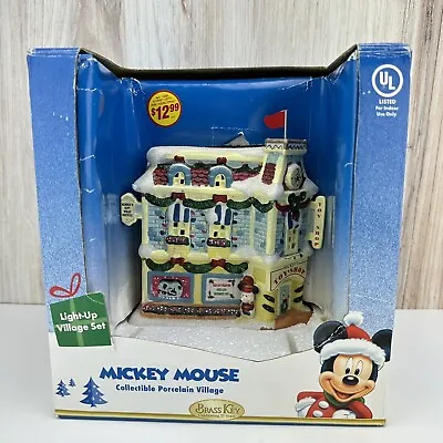 Vintage Disney Mickey Mouse Light Up Village Set Toy Shop Collectible Porcelain • $59.95