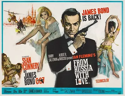 From Russia With Love 1963 Sean Connery UK Quad Poster Print 30x40  James Bond • £24.99