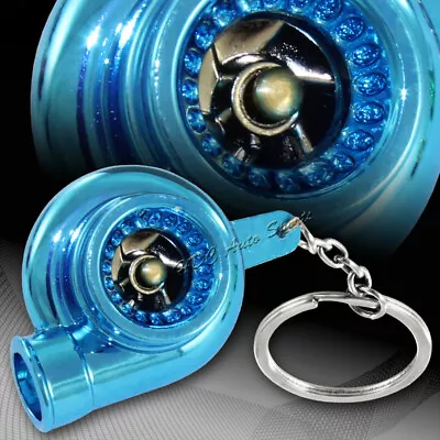 Universal Blue Chrome Turbo Charger Bearing Spinning Turbine Key Chain Ring FOB • $4.99