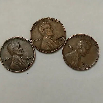 $1.79 • Buy 1949 P D S Lincoln Wheat Cents Pennies Circulated 3 Coin  Set Lot Of 3 Coins