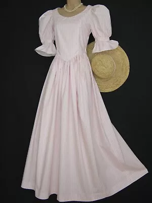 £320 • Buy LAURA ASHLEY Vintage 1988 Candy Stripe Floor-Length Bridesmaid Maxi Dress, 12/14