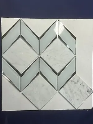 S55 Carrara White/Grey Glass Marble Mosaic Tile Kitchen Bathroom Polished • $37.86