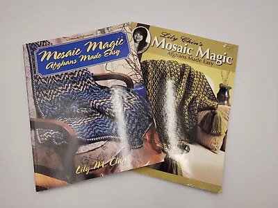 Mosaic Magic Crochet Pattern Books 2 Set Lily Chin Afghan Fiber Craft How To • $12