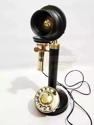 Vintage Western Telephone With Rotary Dial - Brass Rustic Landline Telephones • $76.50