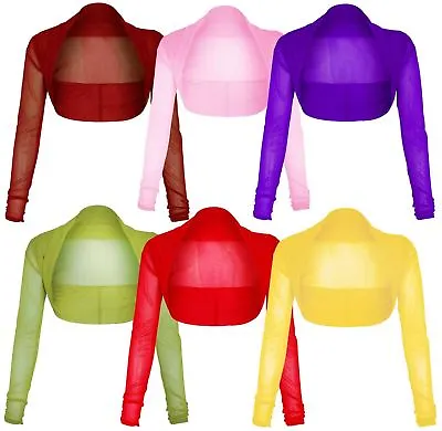 $4.41 • Buy New Ladies Cardigan Long Sleeve Cropped Sheer Bolero Shrug Tops 8-22