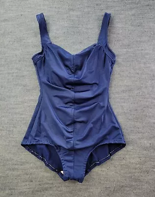 Vintage 1980s Maxine Of Hollywood Navy Blue One Piece Swimsuit Sz 12 • $14.57