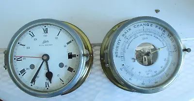 Vintage Schatz Royal Mariner 24 Hour Brass Case Clock & Barometer • $95