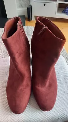 M+S INSOLIA Faux Suede 4   High Heel Size 6. Reddish Brown. Good Condition. • £7