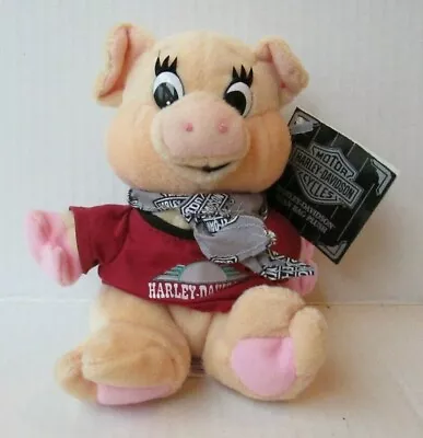 HARLEY DAVIDSON LICENSED RACER PIG 6  PLUSH Bean Bag Vintage 1997 PD45 • $10