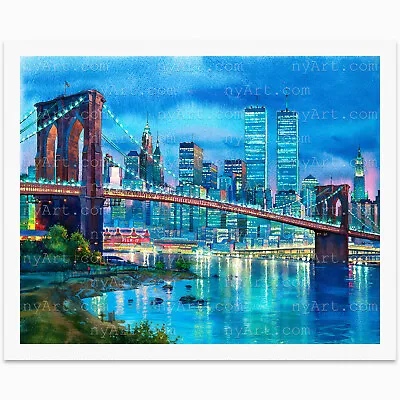 Brooklyn Bridge New York Print From Watercolor Original Painting Artwork • $20