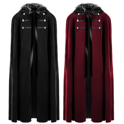 Mens Cloak Medieval Retro Hooded Coat Gothic Coat Halloween Wizard Reaper's Robe • $70.24
