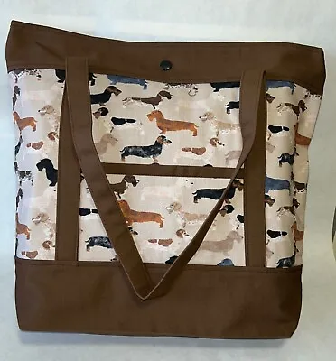 Dachshund Canvas Tote Bag-Fully Lined With Inside/Outside Pockets And Snap • $50