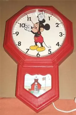 1973 MICKEY MOUSE SCHOOLHOUSE WELBY WALL CLOCK M&M's CANDY PREMIUM UNUSED In BOX • $49.99