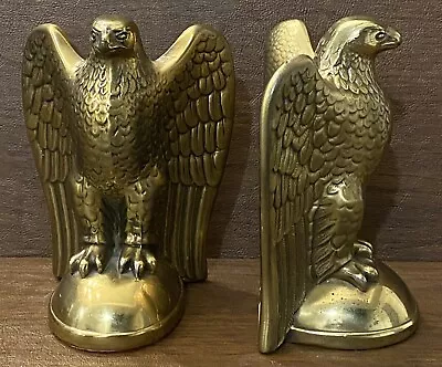 Vintage PM Craftsman USA Brass American Eagle Bookends (Pair) • $59.99