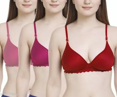 Pack Of 3 Bra Sets Women's Bra Padded Bra Full Cup Bra Wired Free Girls Bra • $23.85