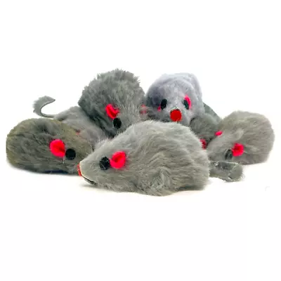Real Rabbit Fur Rattle Mouse Cat Toy Gray 5 Pack • $8.99