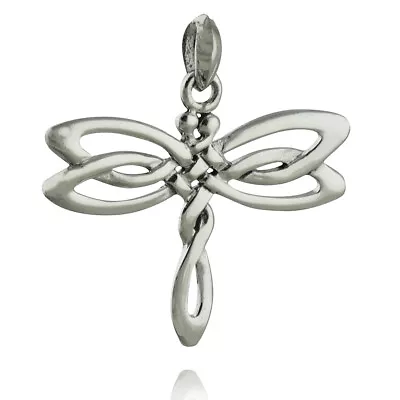 Celtic Dragonfly Pendant - 925 Sterling Silver Irish Knot Insect Wings NEW • $26