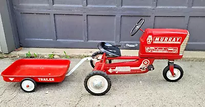 Murray Pedal Tractor Big 4 Chain Drive W AMF Wagon Cart C1960s • $350